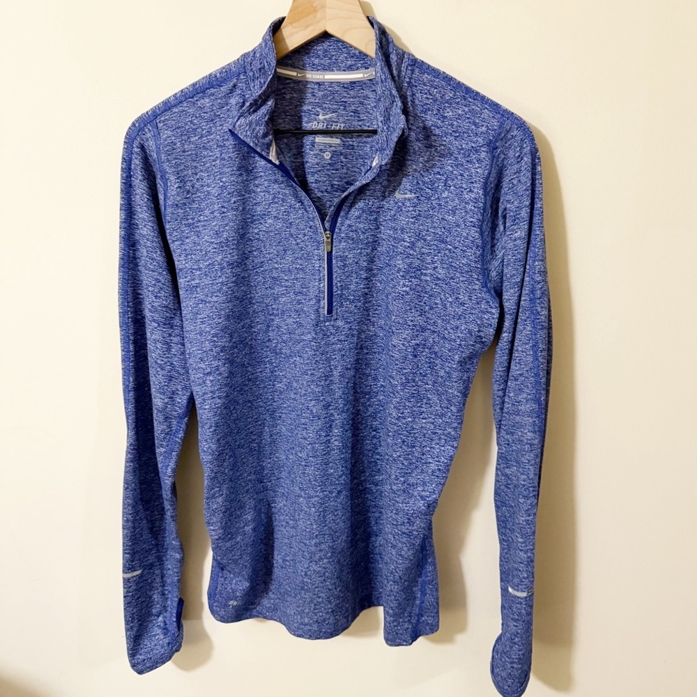 Nike Running Dri Fit Blue Quarter Zip Sweatshirt Size Medium Activewear